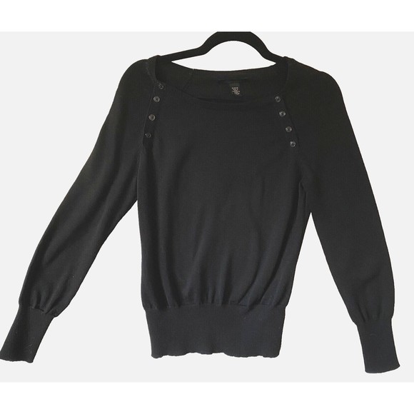 Kenneth‎ Cole Womens Sweater Black Knit Long Sleeve Scoop Neck Button Size M - Picture 1 of 8